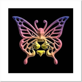 Wolf and butterfly 3d super soft blend drawing cute cool colorful Posters and Art